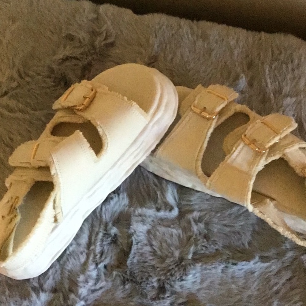 Cream Comfort Sandals with Adjustable Straps